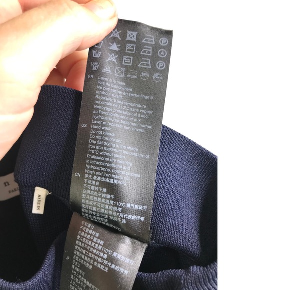 Sandro Paris Women's Skirt A-Line Navy Blue Knit Tortoise Belted Marine Sz L - Picture 9 of 9